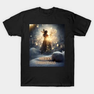 Merry Christmas Night - Xmas Angel on A Winter Evening T-Shirt